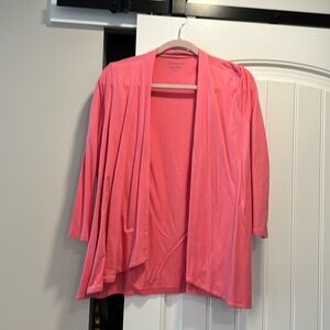 Charter Club  long sleeve open cardigan, lighter pink color. Size large.